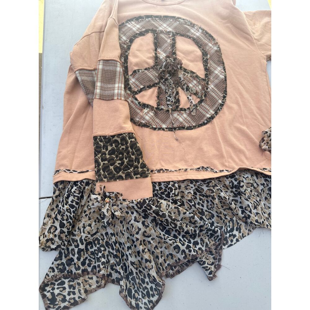 Upcycled Sage + Fig Peach Unique Patchwork Peace … - image 6